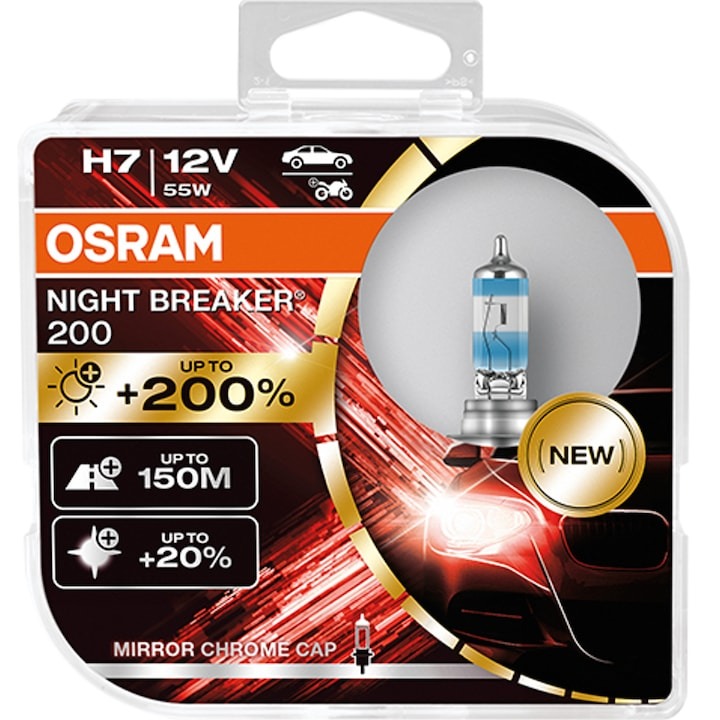 Becuri auto far halogen Osram H7 Night Breaker +200% 55W