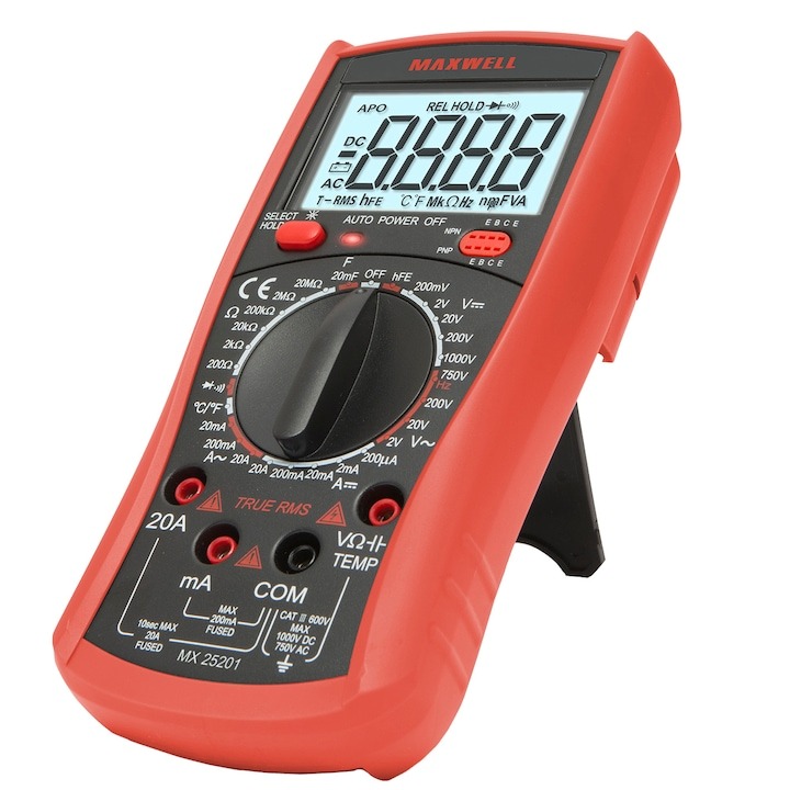 Multimetru digital Maxwell cu masurare temperatura True RMS