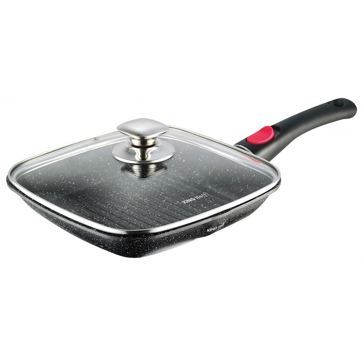 Tigaie Grill cu capac si maner detasabil Kinghoff KH 1511 inductie 28 cm