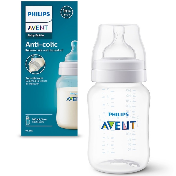 Biberon anti-colici Philips Avent SCY103/01 260ml fara BPA