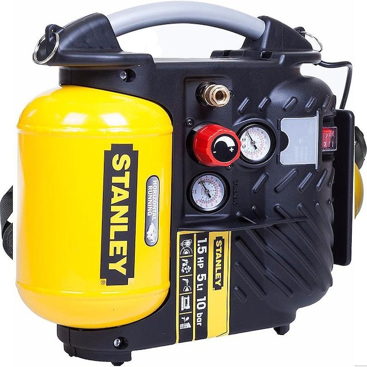 Compresor aer fara ulei Stanley 1100 W 1.5 Cp 5 l 10 bar 180 l/min debit aer