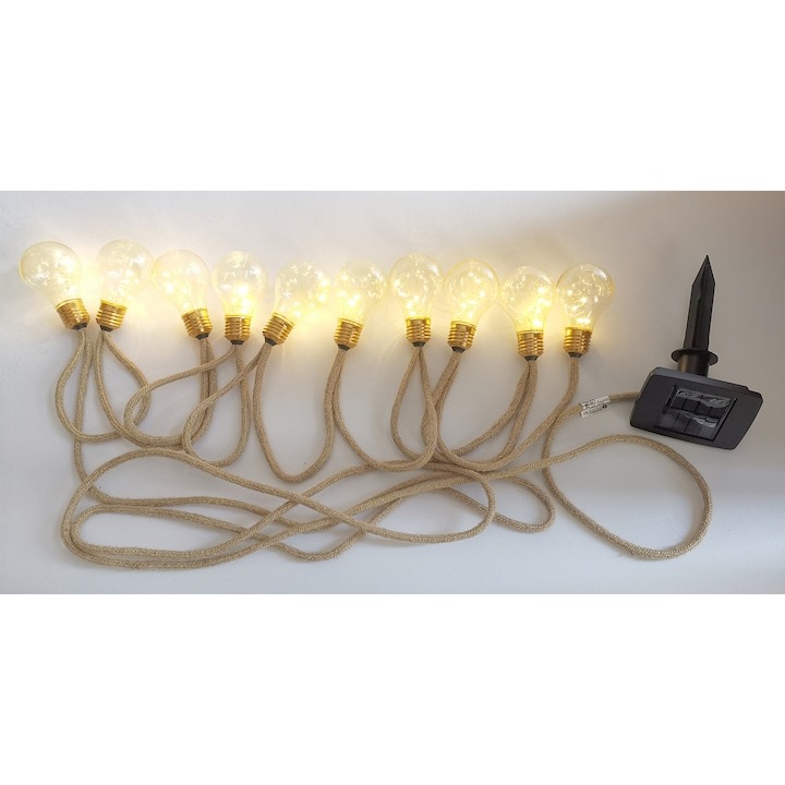 Instalatie 10 becuri LED solare de exterior pentru gradina Star-Light